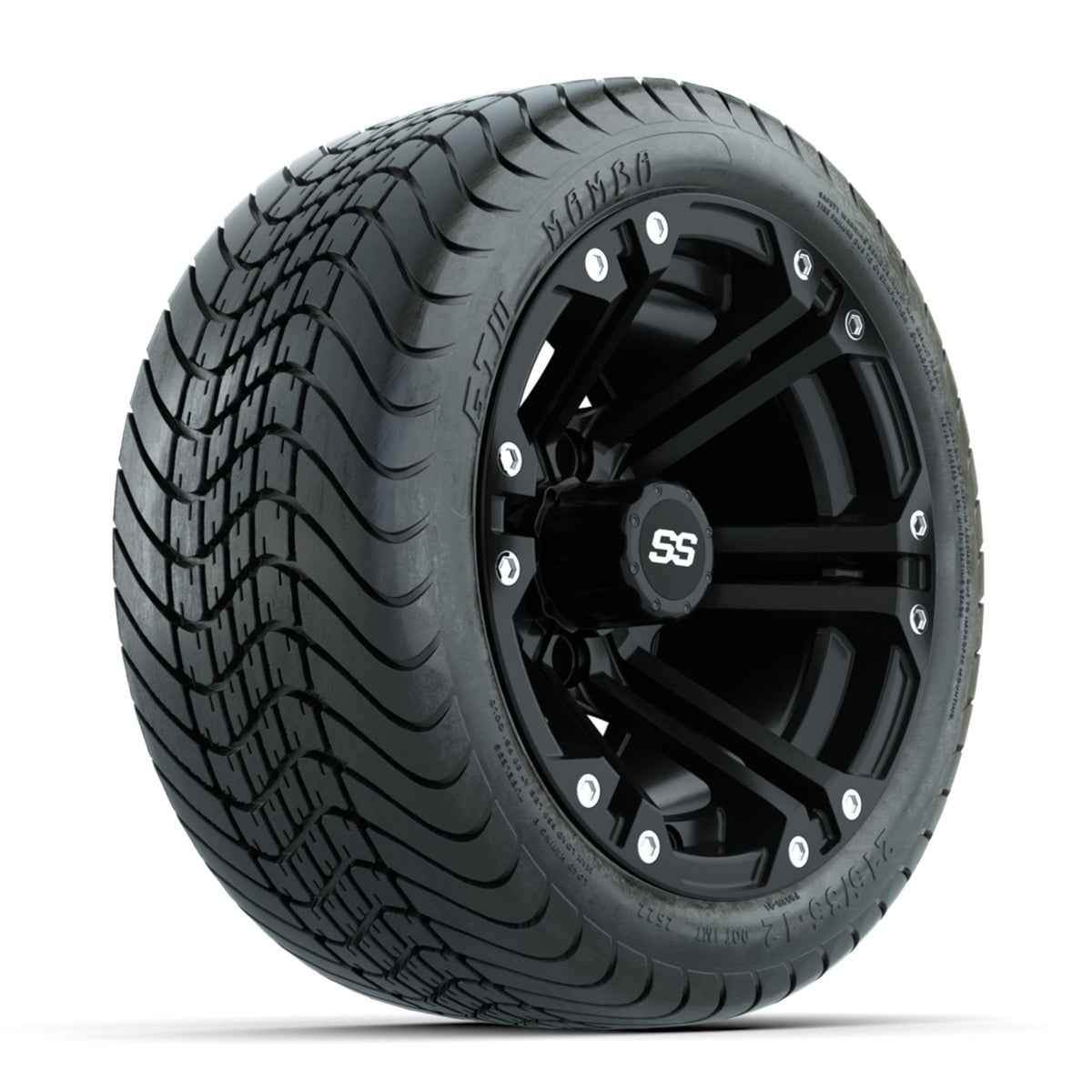 GTW Specter Matte Black 12" Wheels with 215/35-12 Mamba Street Tires Full Set