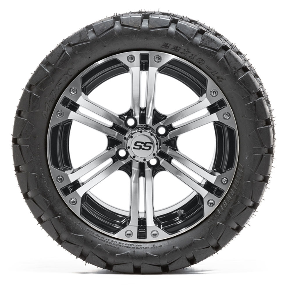 GTW Specter 14" Black & Machined Wheels with 22" Timberwolf A/T Tires — Set of 4