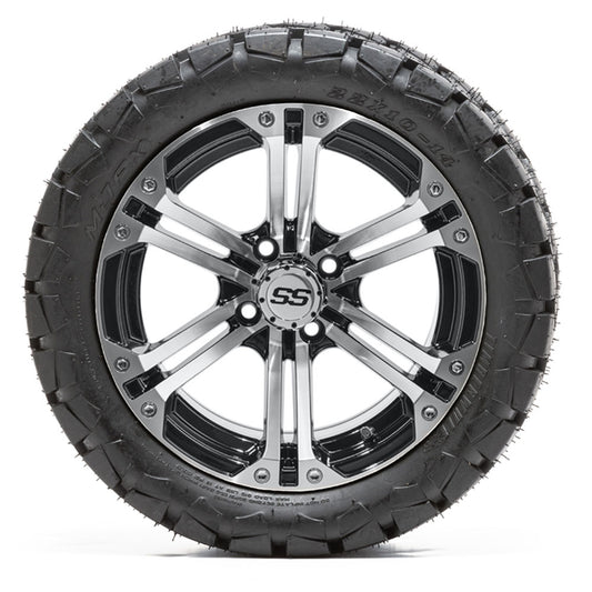 GTW Specter 14" Black & Machined Wheels with 22" Timberwolf A/T Tires — Set of 4