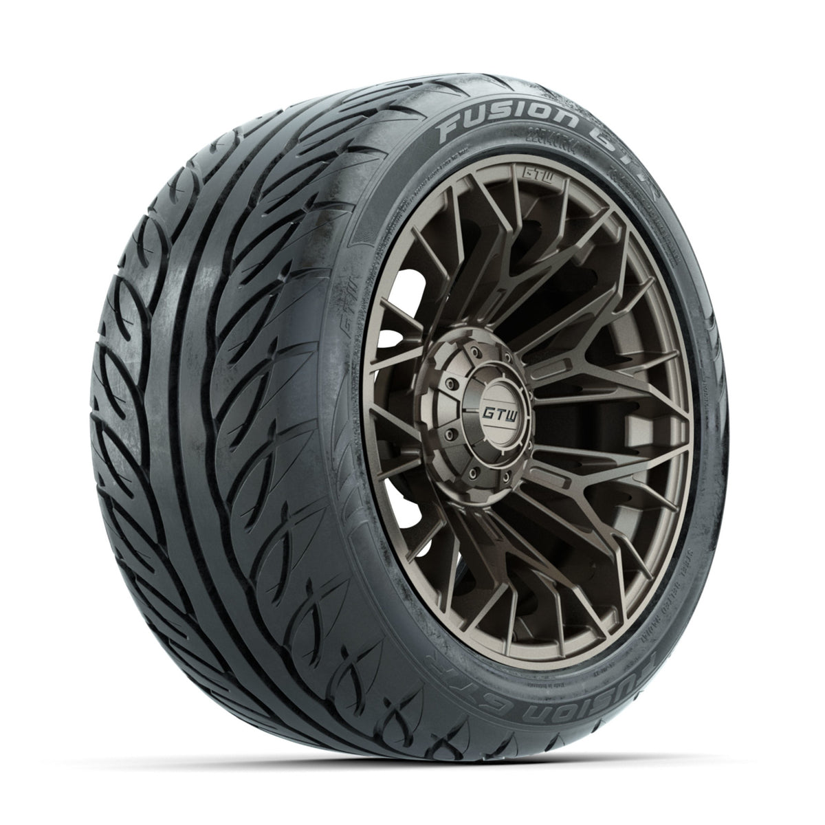 GTW Stellar Matte Bronze 14 in Wheels with 225/40-R14 Fusion GTR Street Tires Full Set