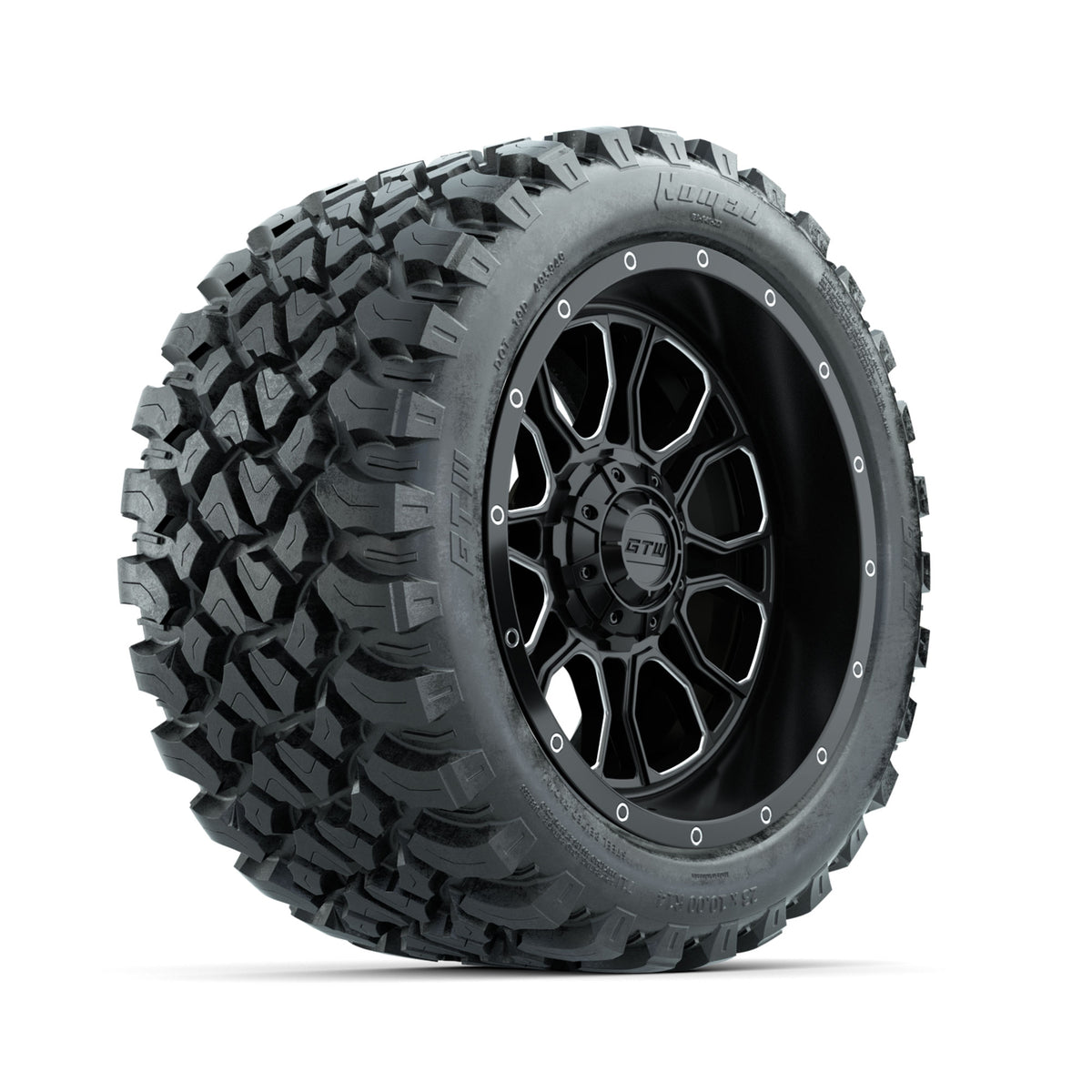 Set of (4) 14" GTW® Volt Machined & Black Wheels with 23x10-R14 Nomad All-Terrain Tires