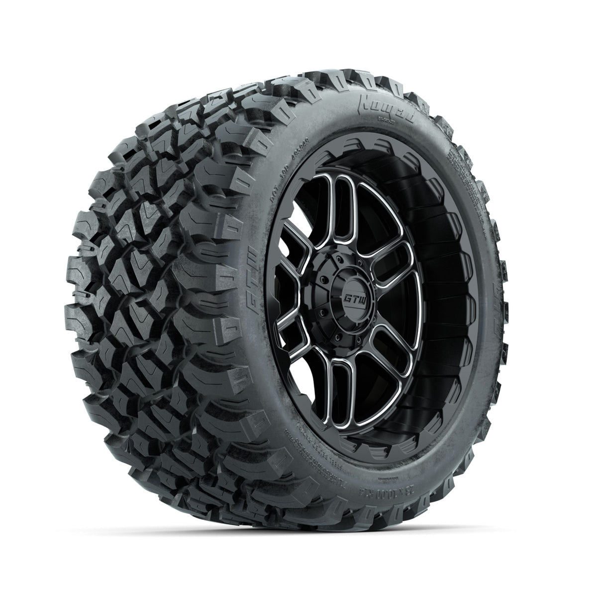GTW® Titan 14" Machined Black Wheels + 23x10-R14 Nomad All-Terrain Tires — Set of 4