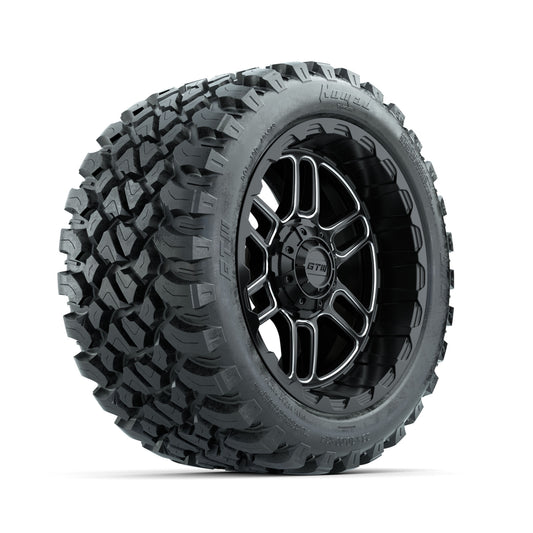 GTW® Titan 14" Machined Black Wheels + 23x10-R14 Nomad All-Terrain Tires — Set of 4