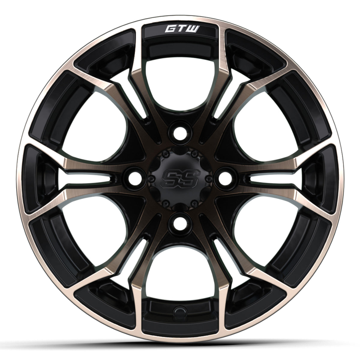SPYDER WHEEL,12X7 MATTE BLK/BRONZE W/SS CAP