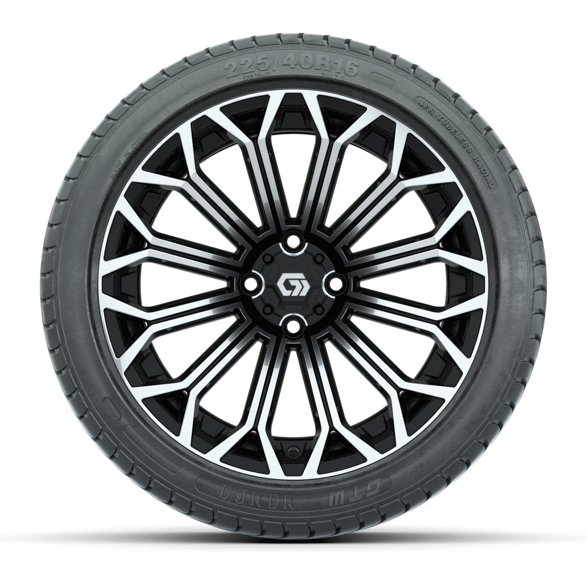 GTW® Phantom Black/Machined 16" Wheels with 225/40-R16 Mamba Street Tires - Full Set