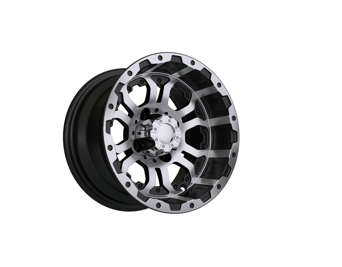 12" GTW Omega Black with Machined Accents Wheel