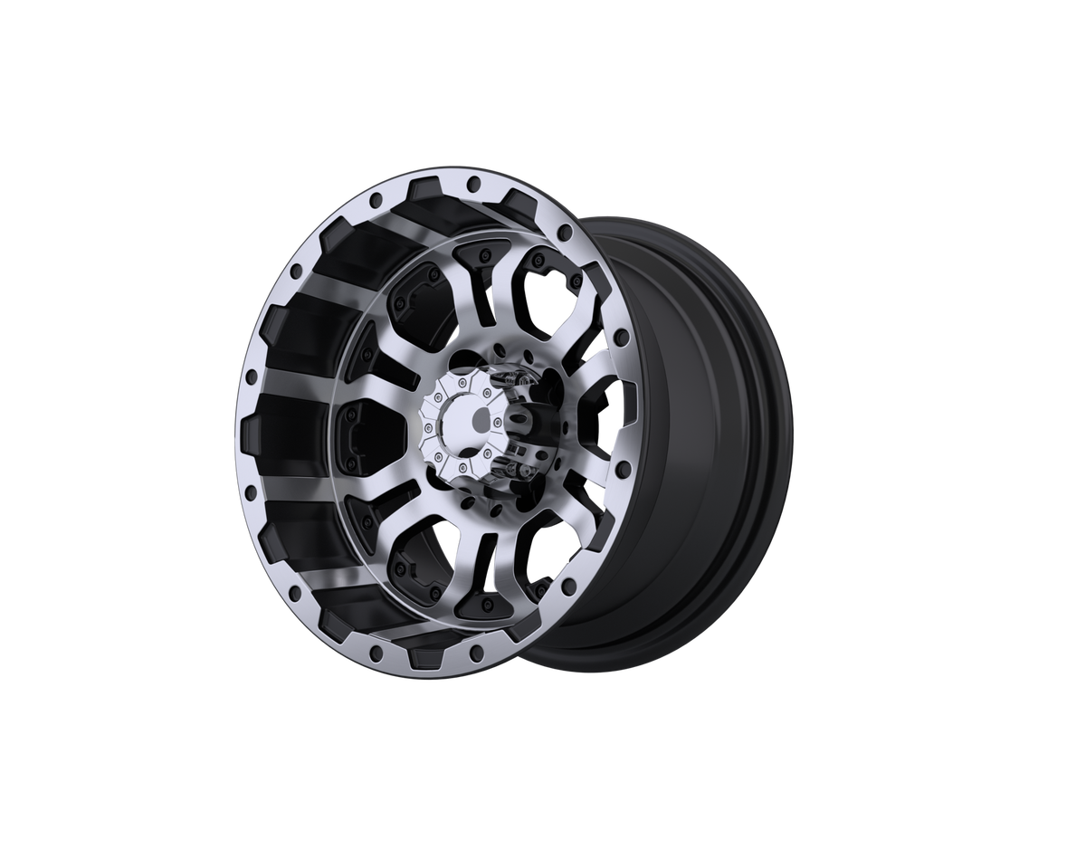 12" GTW Omega Black with Machined Accents Wheel