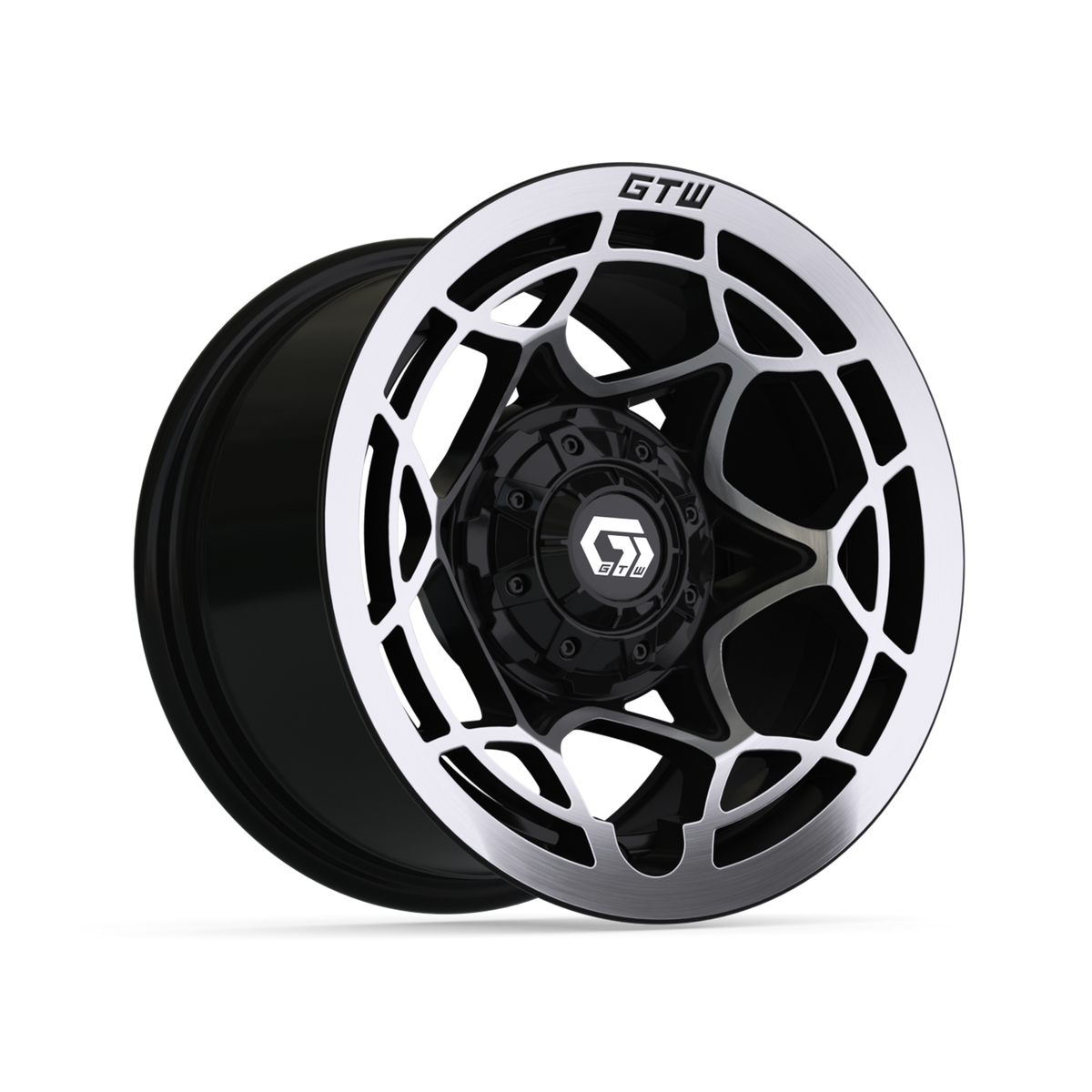 12" GTW Nexus Gloss Black with Silver Face Wheel