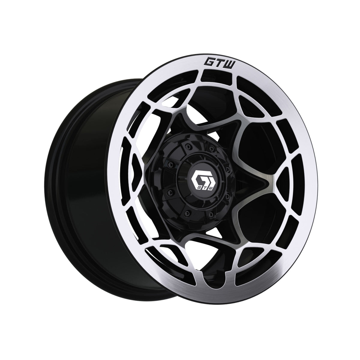 12" GTW Nexus Gloss Black with Silver Face Wheel