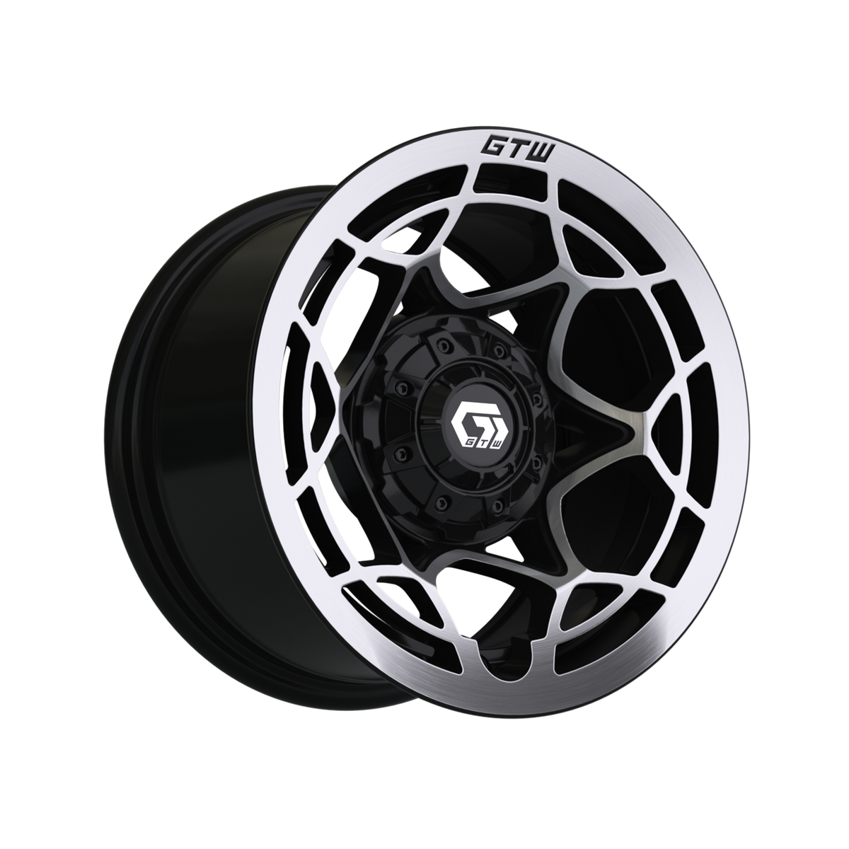 12" GTW Nexus Gloss Black with Silver Face Wheel