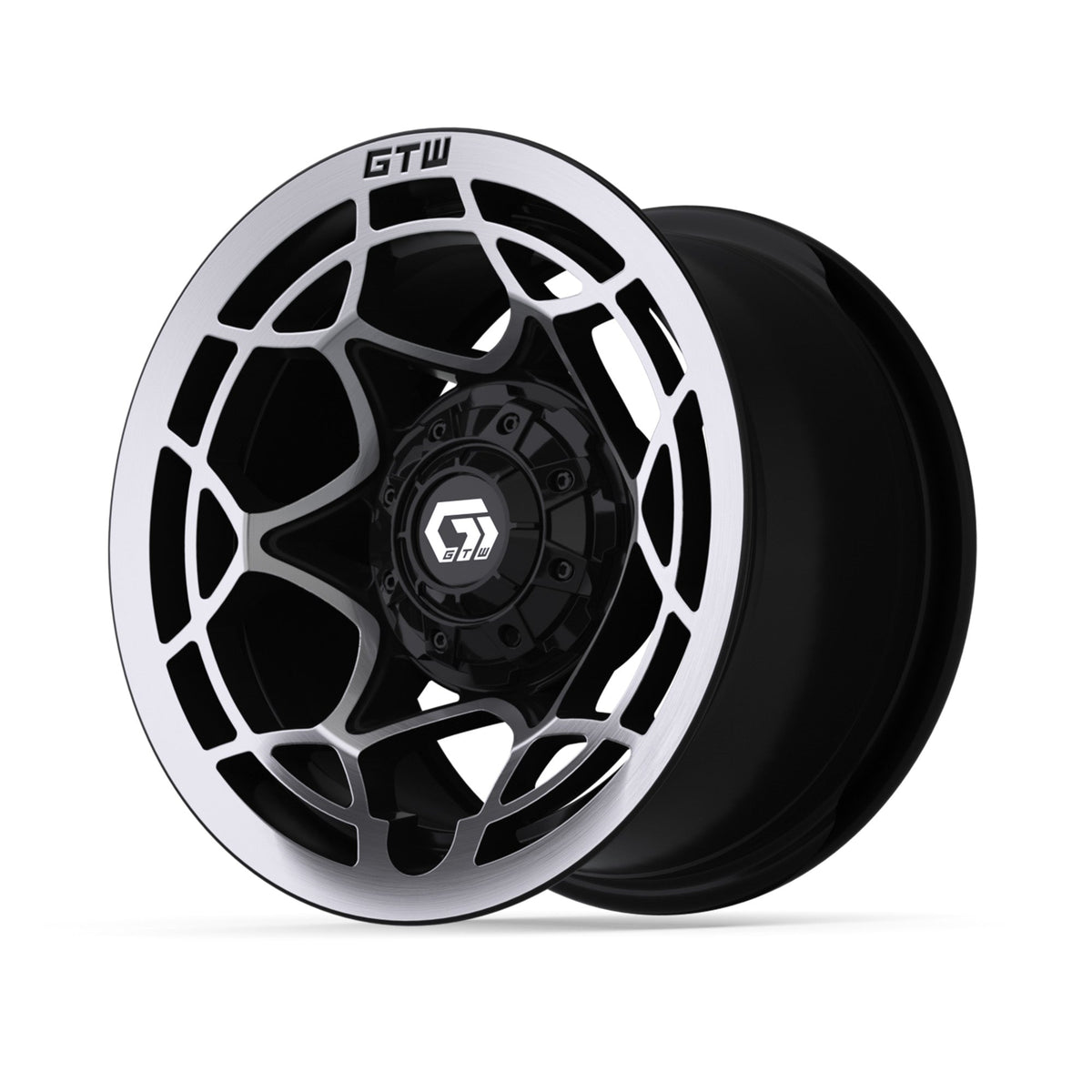 12" GTW Nexus Gloss Black with Silver Face Wheel