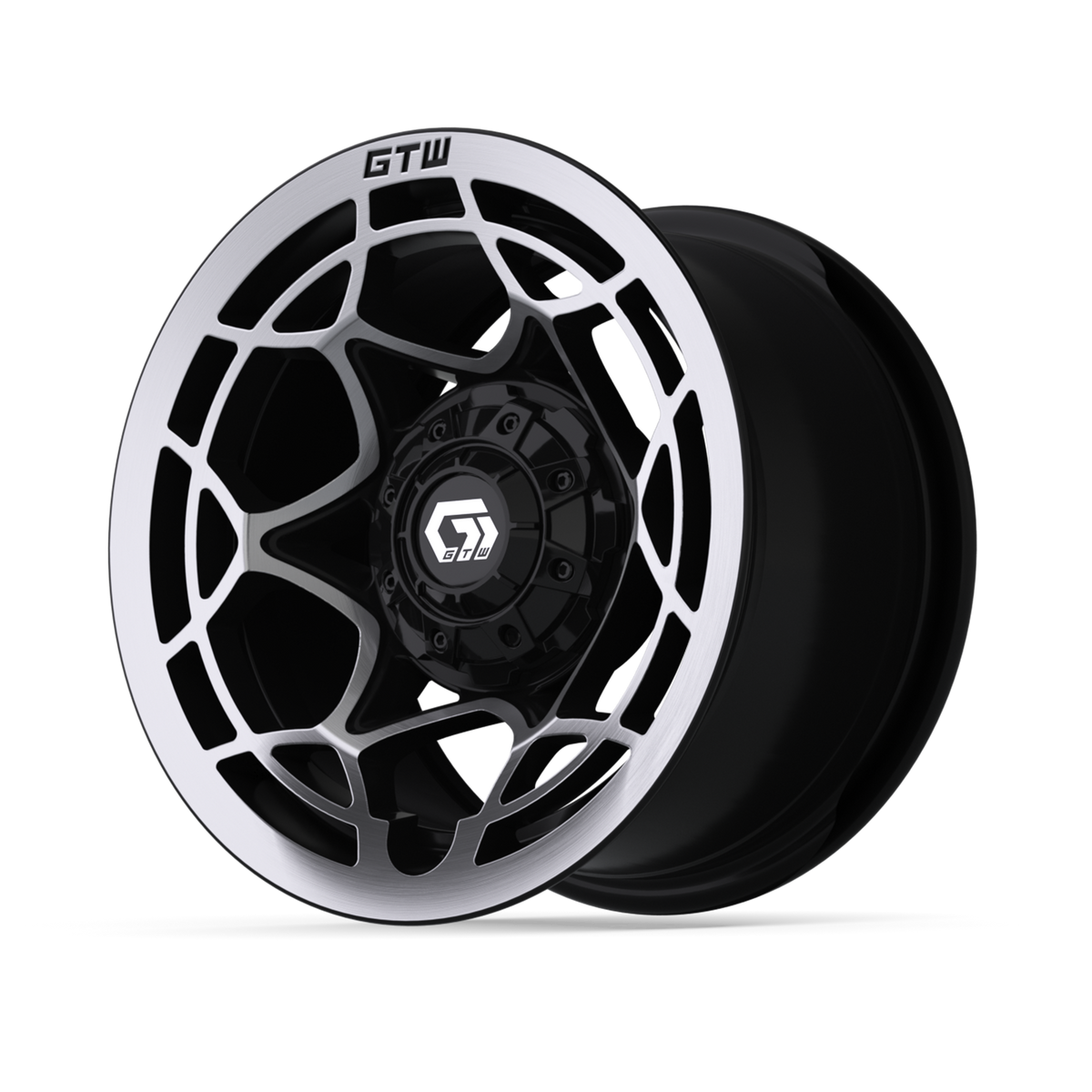 12" GTW Nexus Gloss Black with Silver Face Wheel