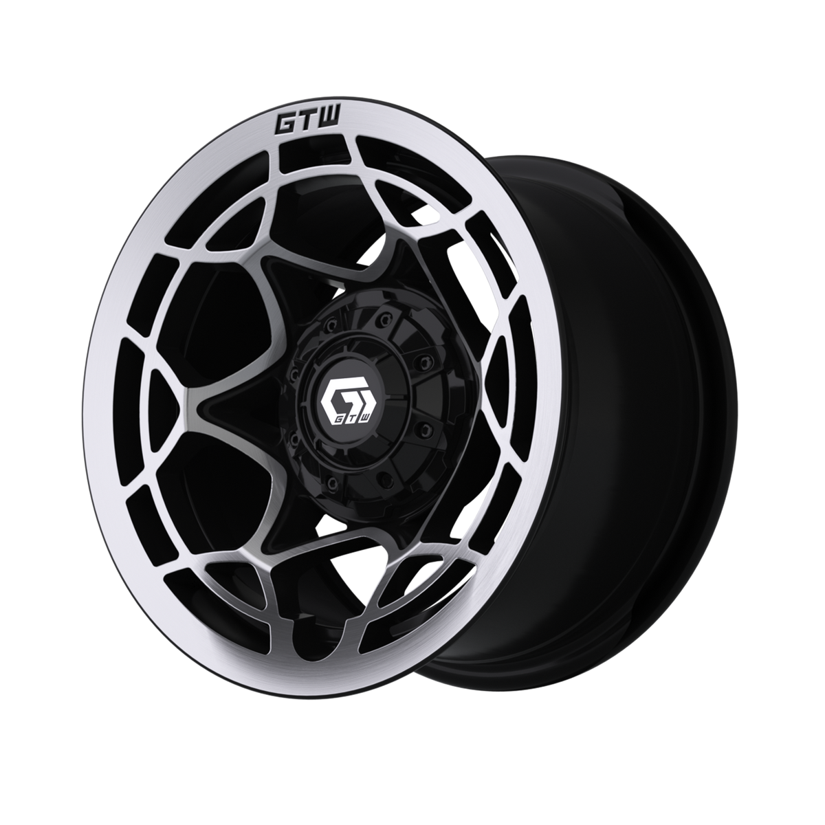 12" GTW Nexus Gloss Black with Silver Face Wheel