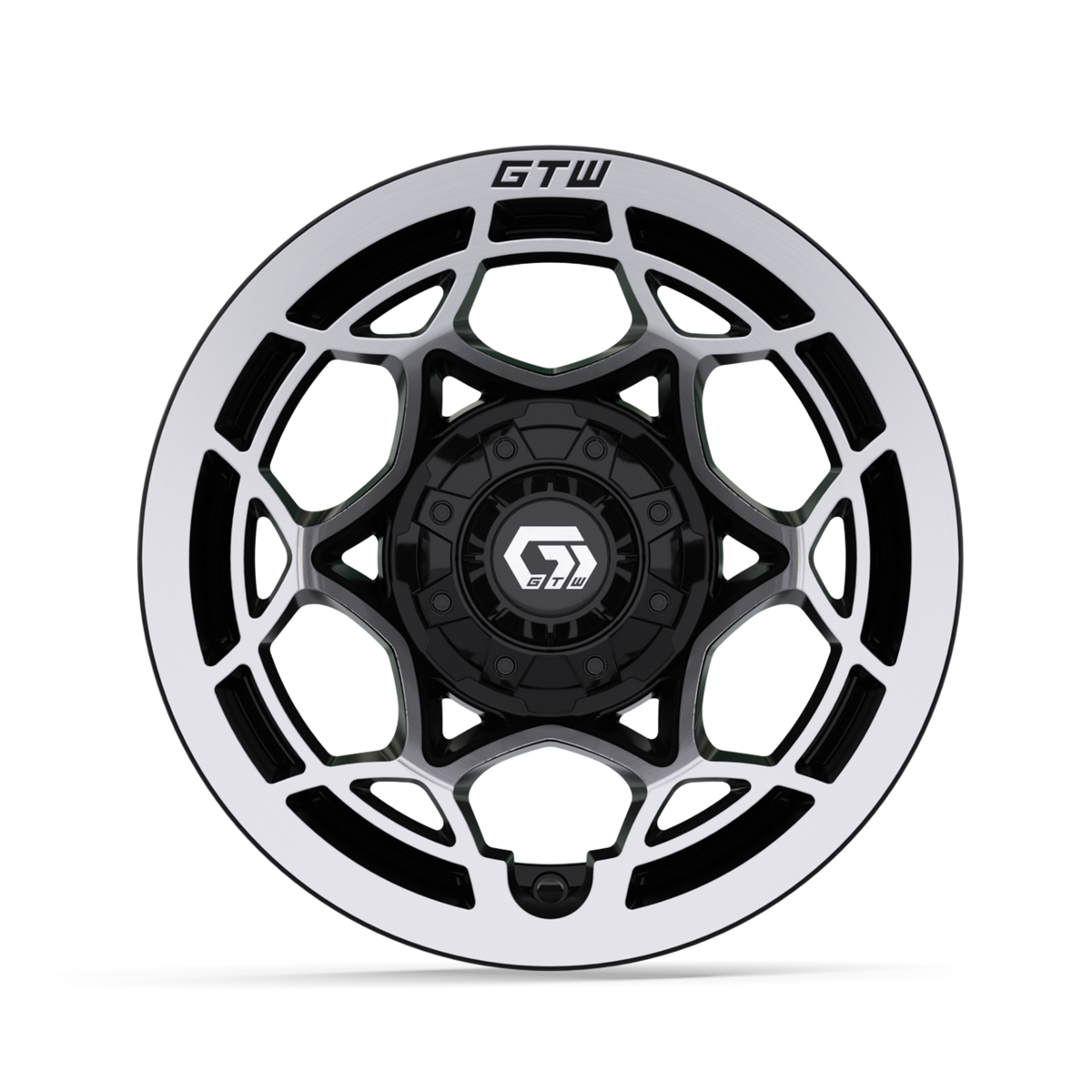 12" GTW Nexus Gloss Black with Silver Face Wheel