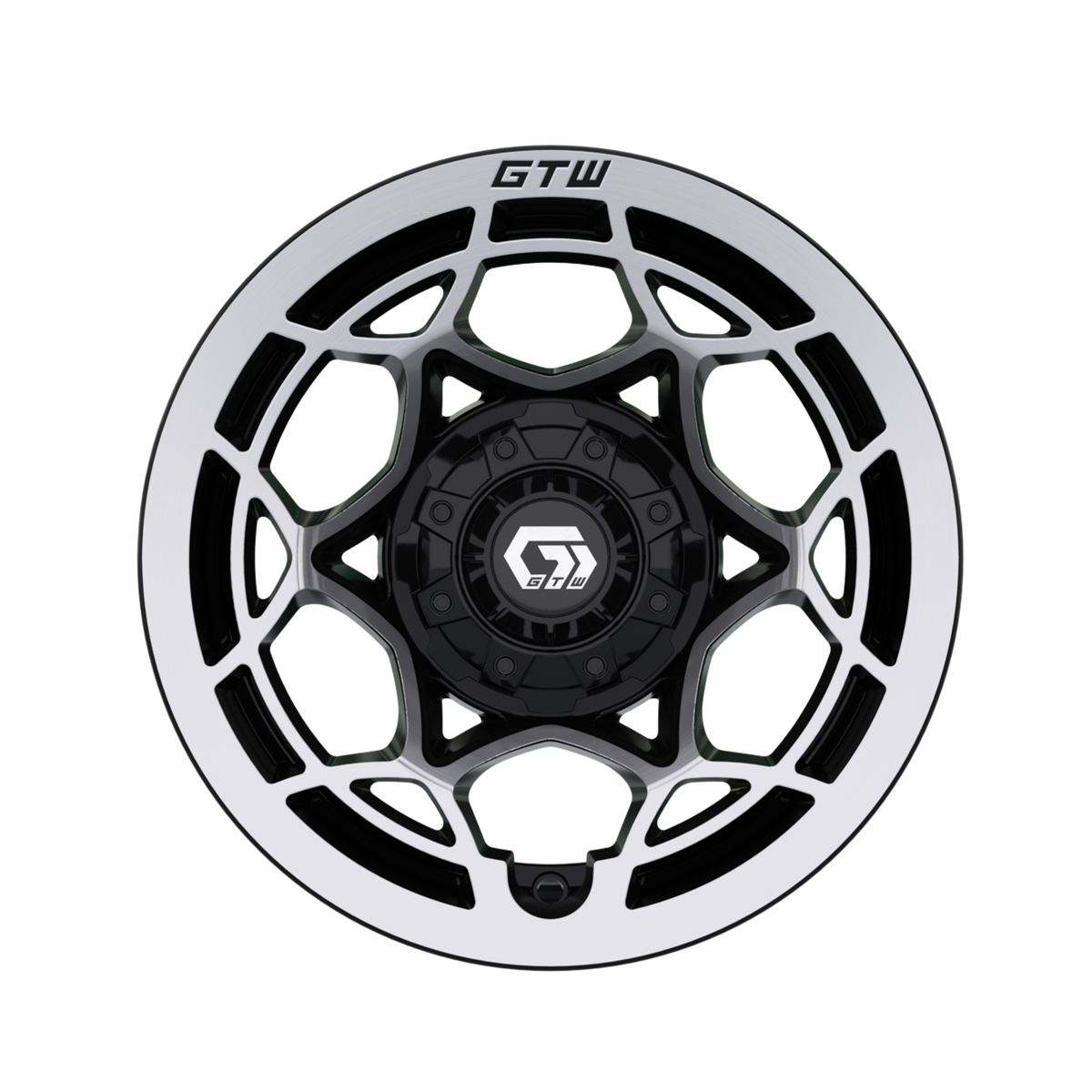 12" GTW Nexus Gloss Black with Silver Face Wheel