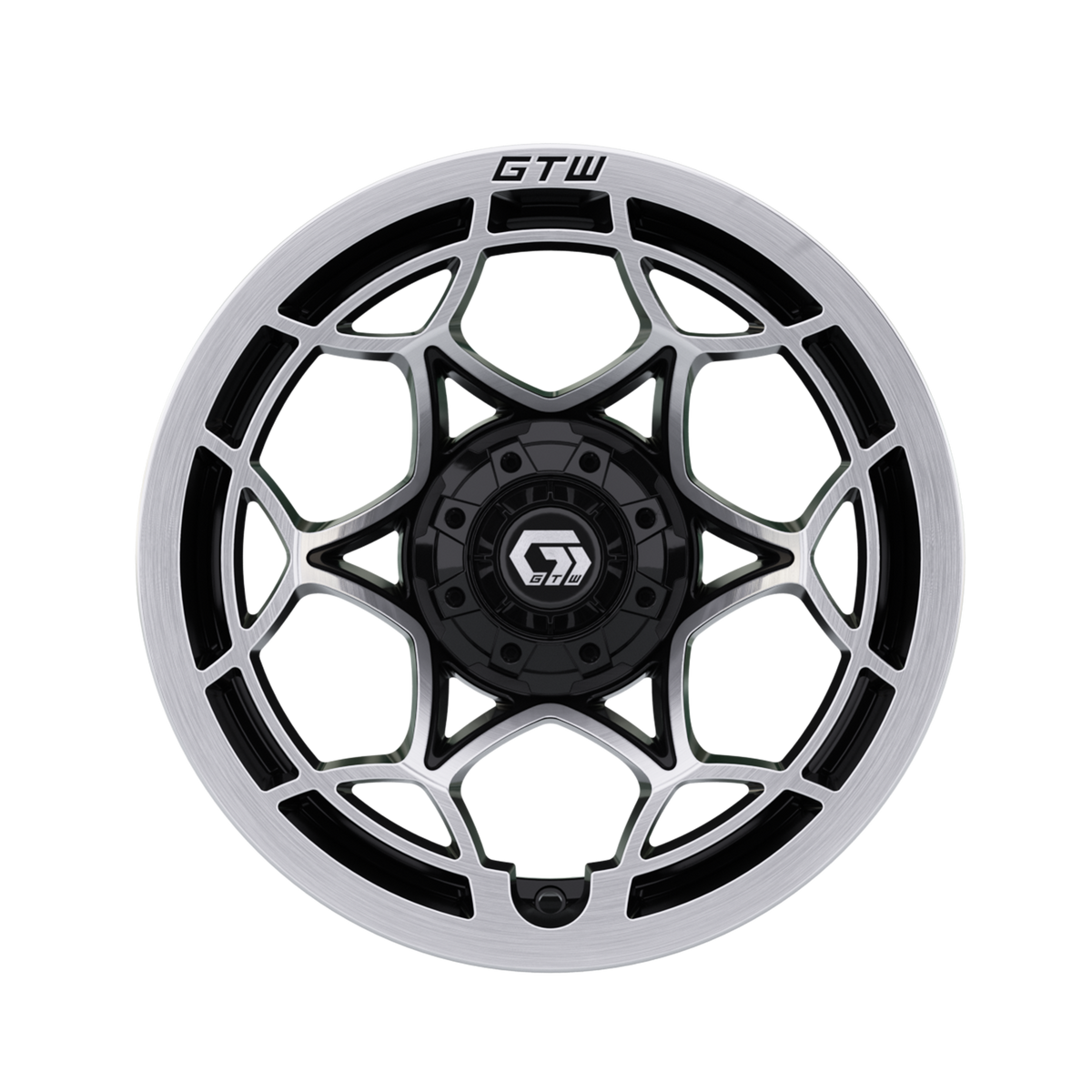 14" GTW Nexus Gloss Black with Silver Face Wheel
