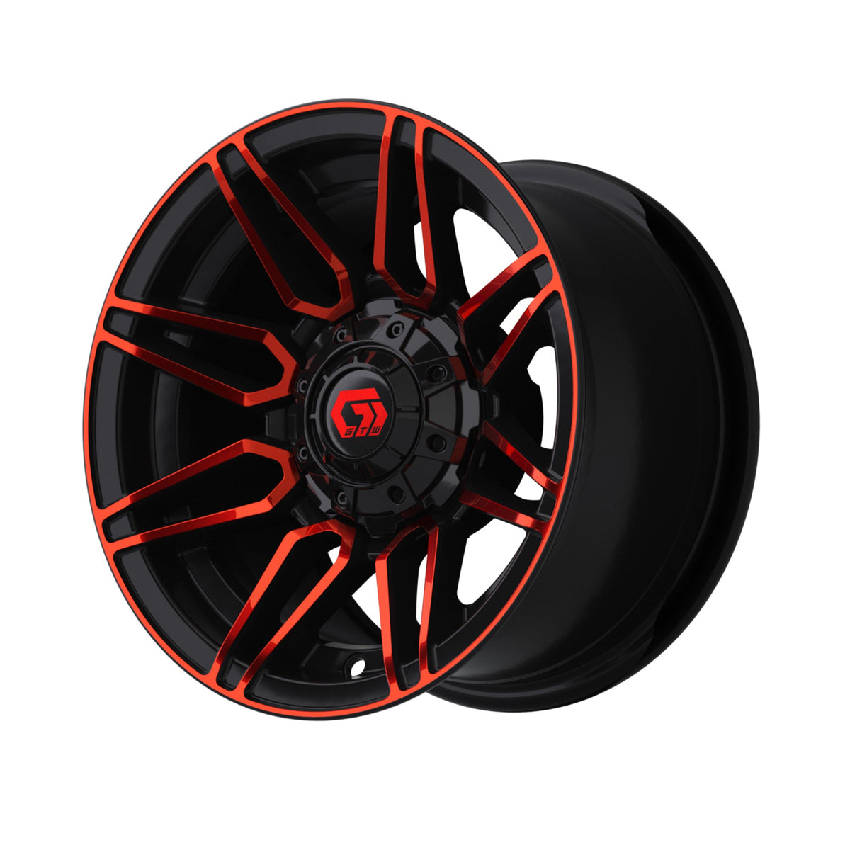 12" GTW Stealth Gloss Black with Red Face Wheel