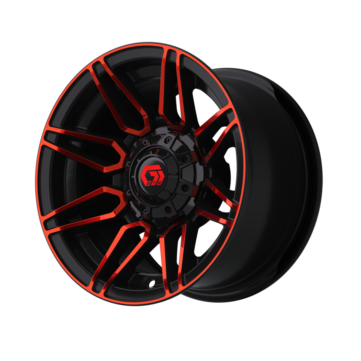 12" GTW Stealth Gloss Black with Red Face Wheel