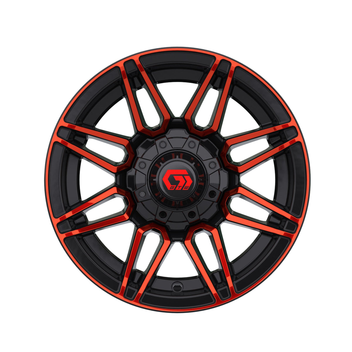 12" GTW Stealth Gloss Black with Red Face Wheel