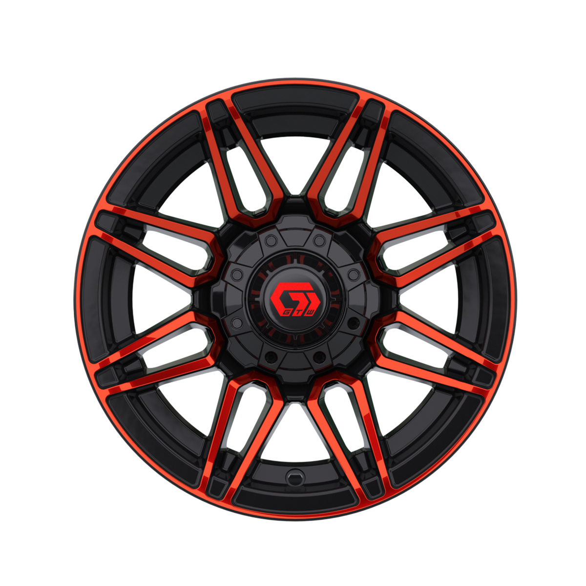 12" GTW Stealth Gloss Black with Red Face Wheel