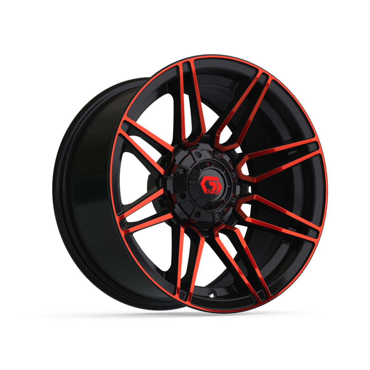 14x7 GTW Stealth Golf Cart Wheel – Gloss Black with Red Face