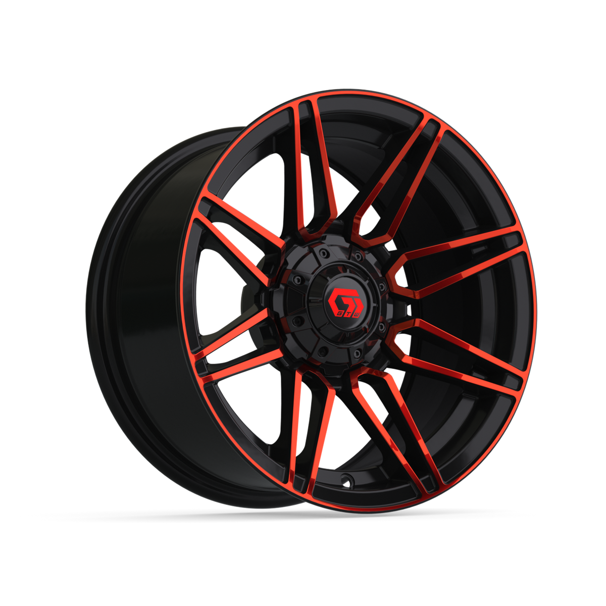 14x7 GTW Stealth Golf Cart Wheel – Gloss Black with Red Face