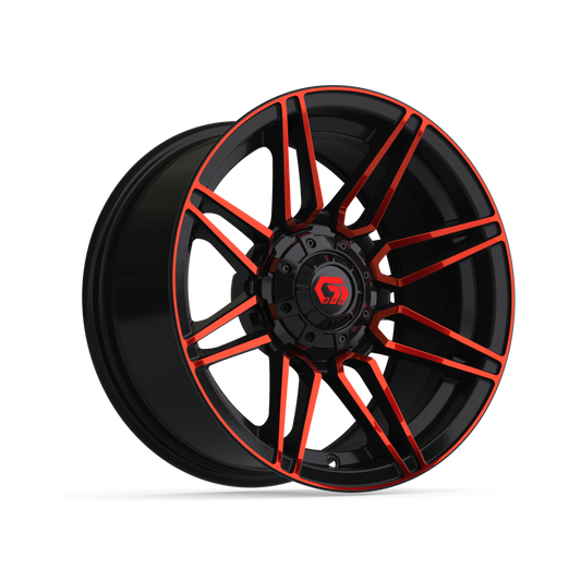 14x7 GTW Stealth Golf Cart Wheel – Gloss Black with Red Face