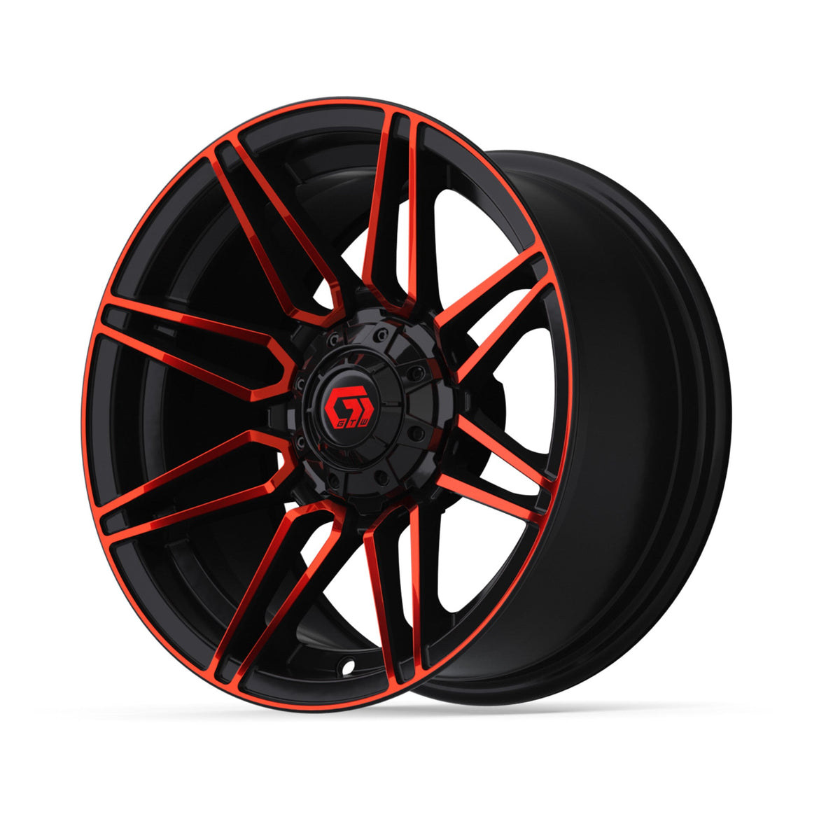 14x7 GTW Stealth Golf Cart Wheel – Gloss Black with Red Face