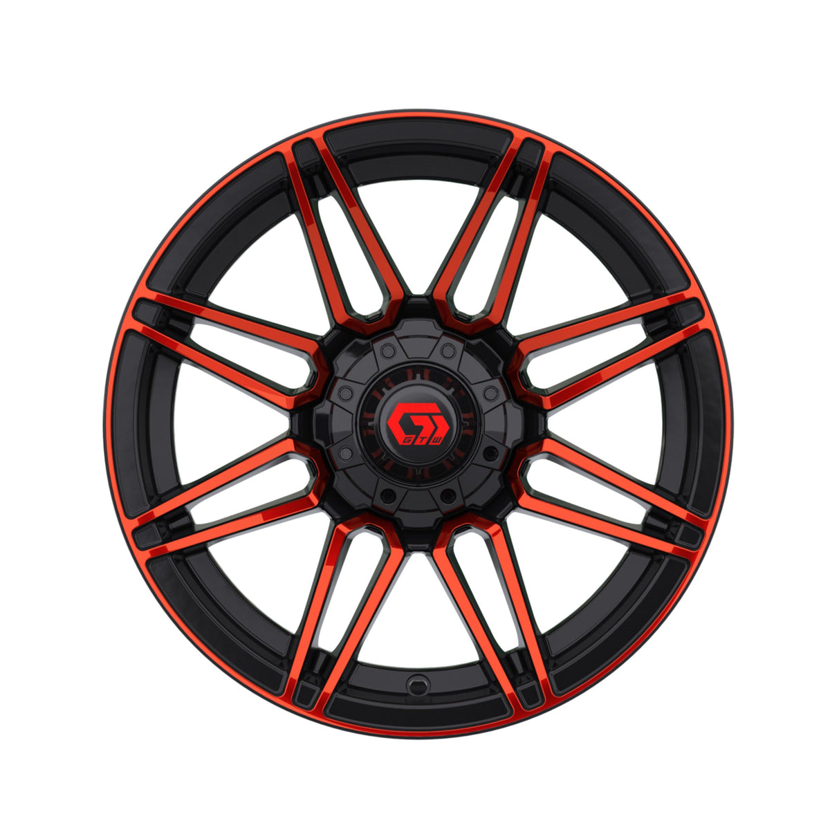 14x7 GTW Stealth Golf Cart Wheel – Gloss Black with Red Face