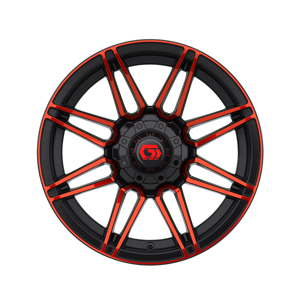 14x7 GTW Stealth Golf Cart Wheel – Gloss Black with Red Face