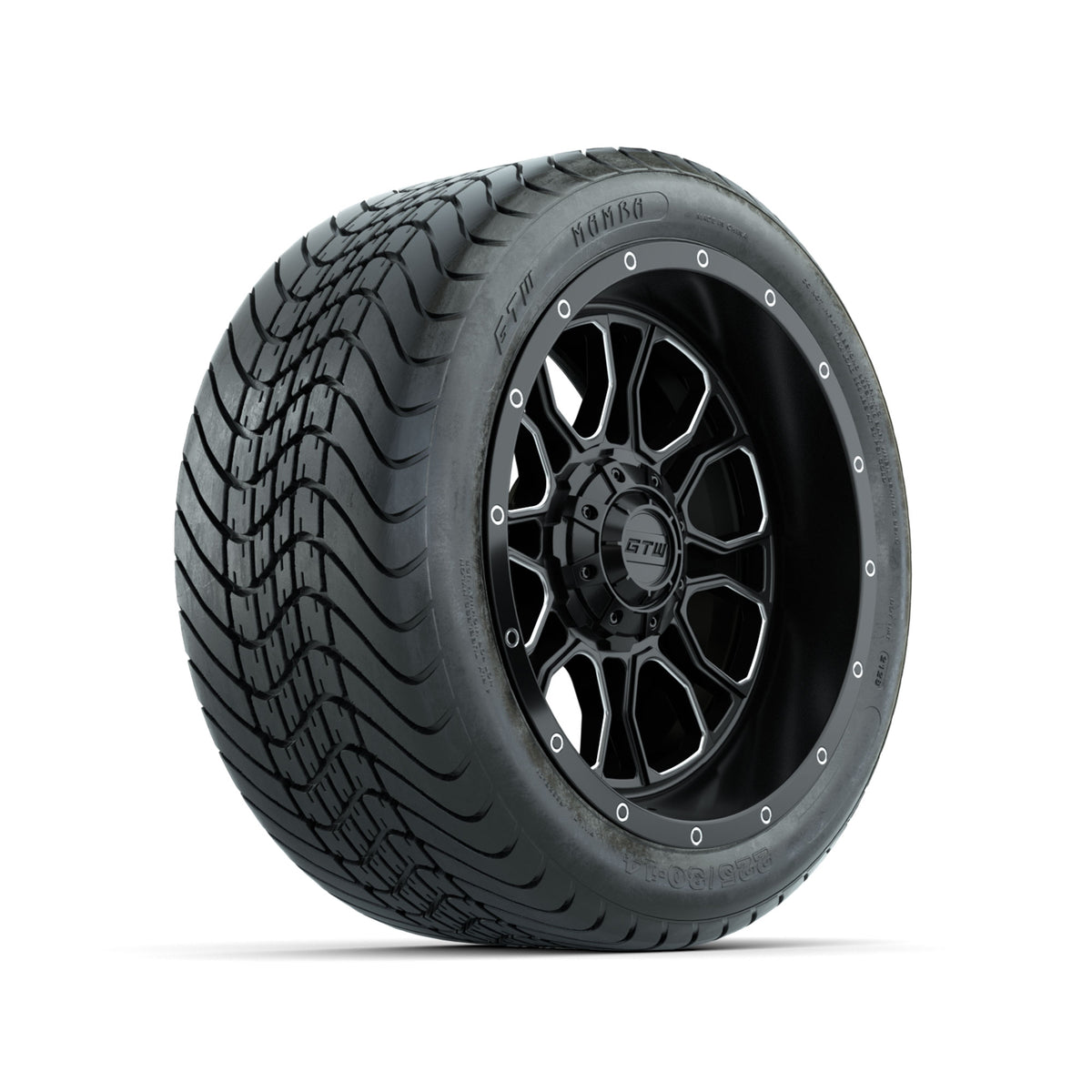 Set of (4) 14" GTW® Volt Machined & Black Wheels with 225/30-14 Mamba Street Tire