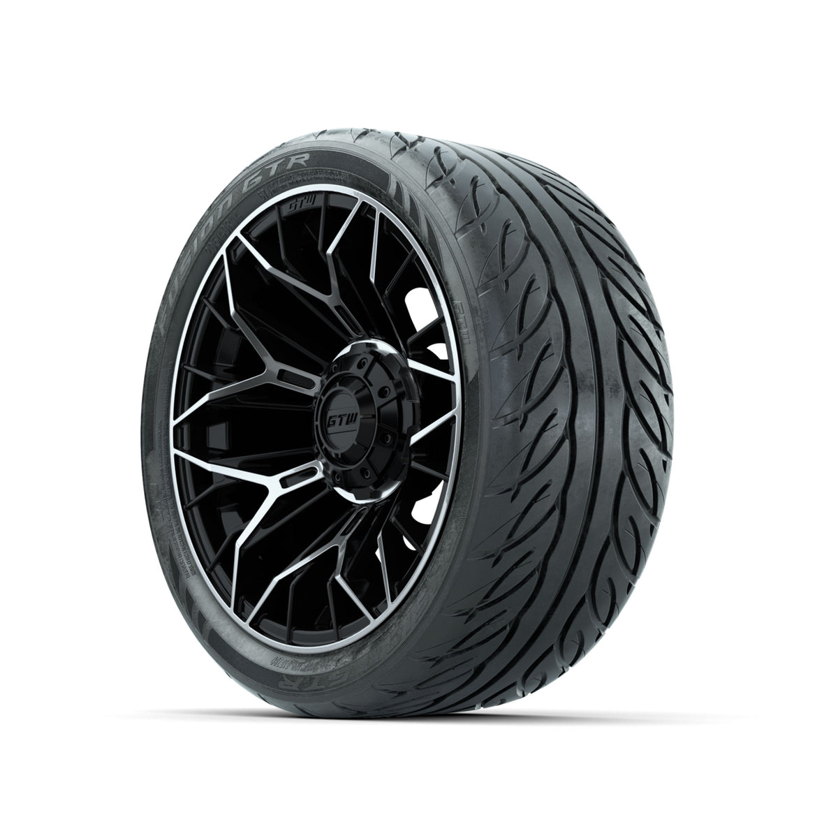 Set of (4) 14" GTW® Stellar Machined & Black Wheels with 205/40-R14 Fusion GTR Street Tires