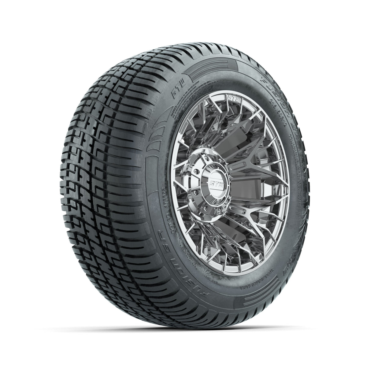 Set of (4) 12" GTW® Stellar Chrome Wheels with 215/50-R12 Fusion S/R Street Tires