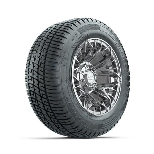 Set of (4) 12" GTW® Stellar Chrome Wheels with 215/50-R12 Fusion S/R Street Tires
