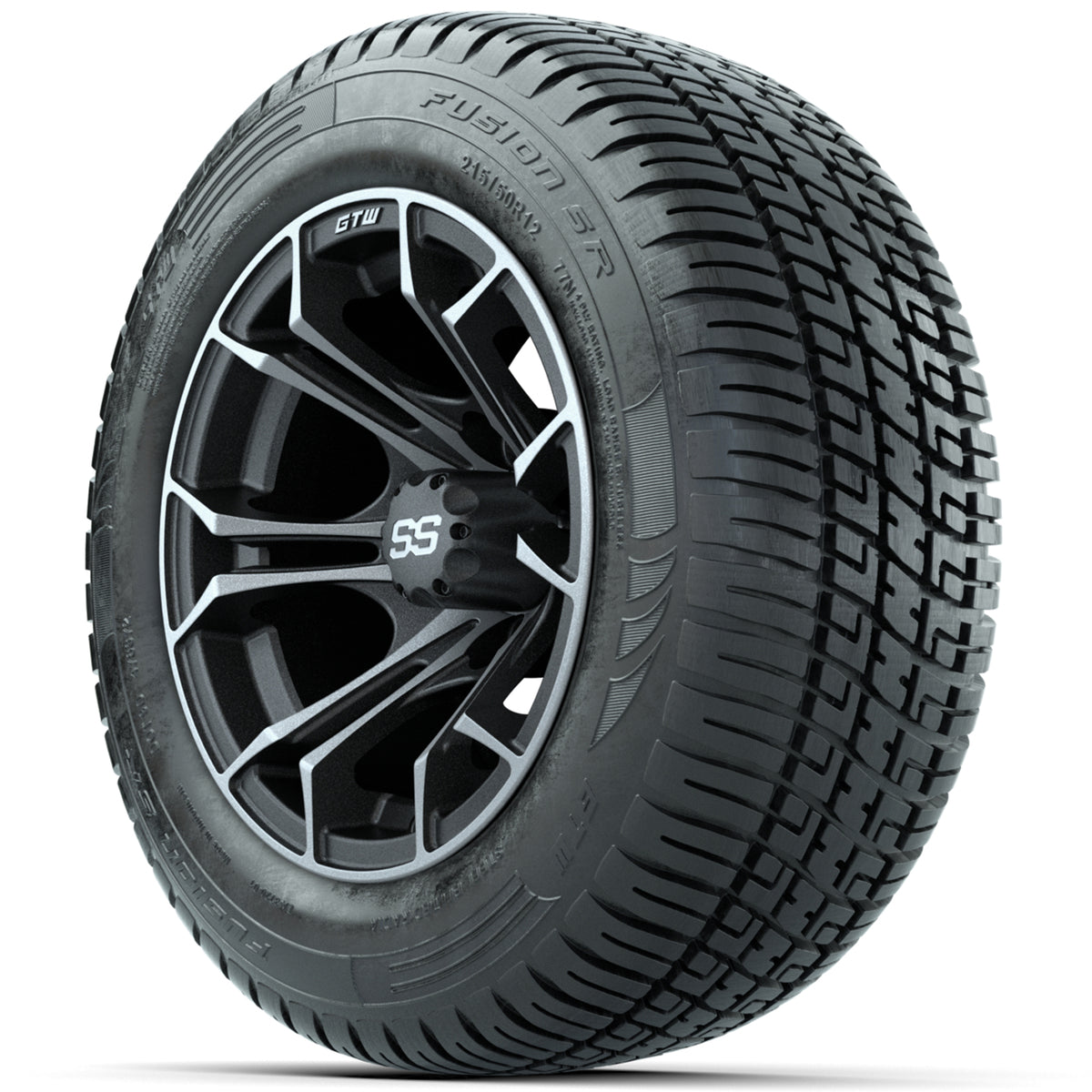 Set of (4) 12" GTW Spyder Wheels with 215/50-R12 Fusion S/R Street Tires