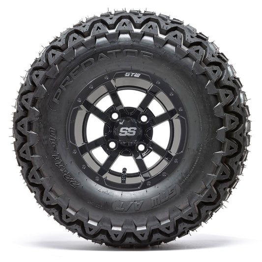 GTW Storm Trooper 10" Gloss Black Wheels with 22" Predator A/T Tires — Set of 4