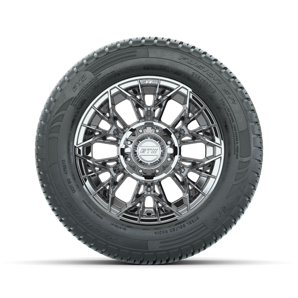 Set of (4) 12" GTW® Stellar Chrome Wheels with 215/50-R12 Fusion S/R Street Tires
