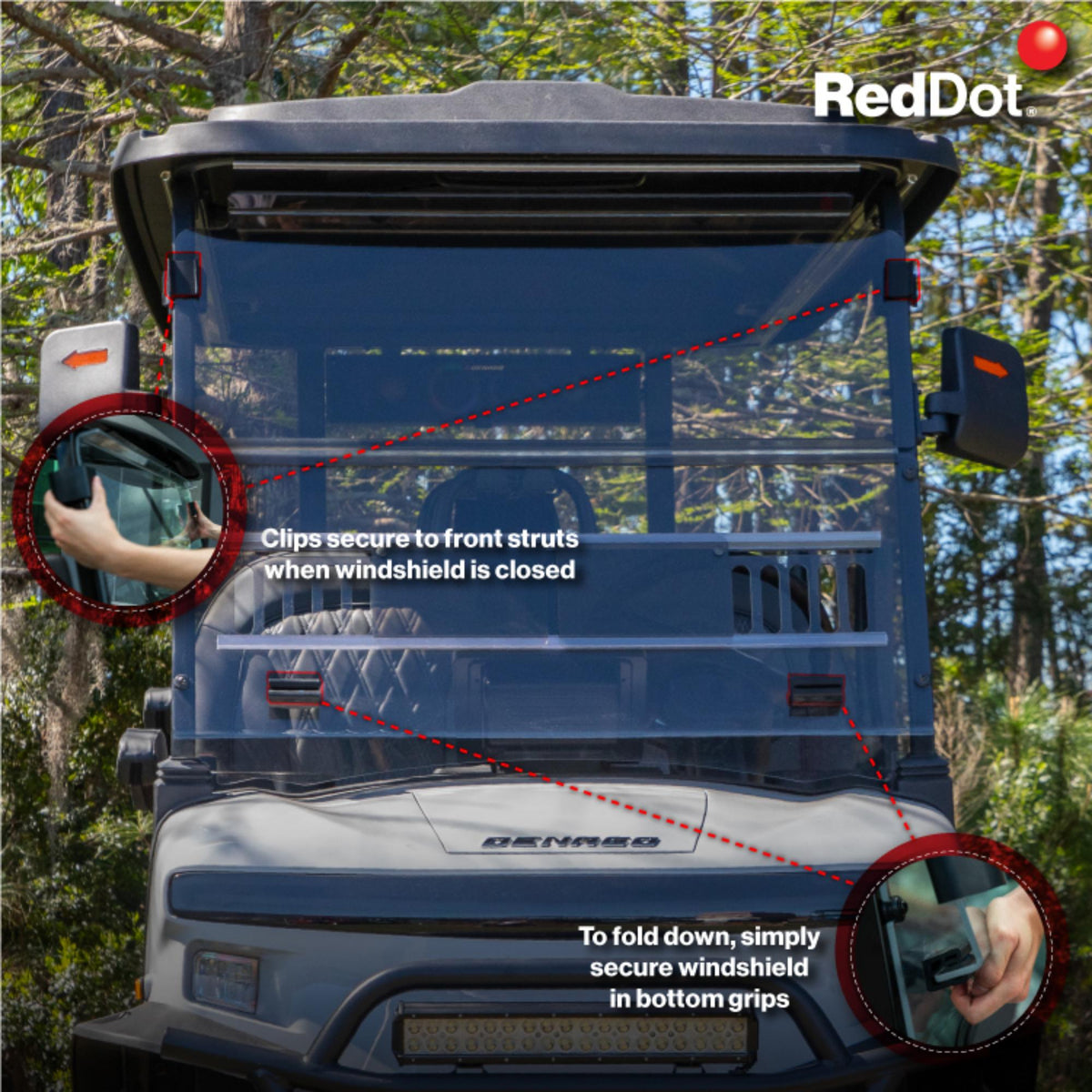 Denago Rover XL Tinted Vented Folding Windshield | 1/4" Acrylic | Made in USA