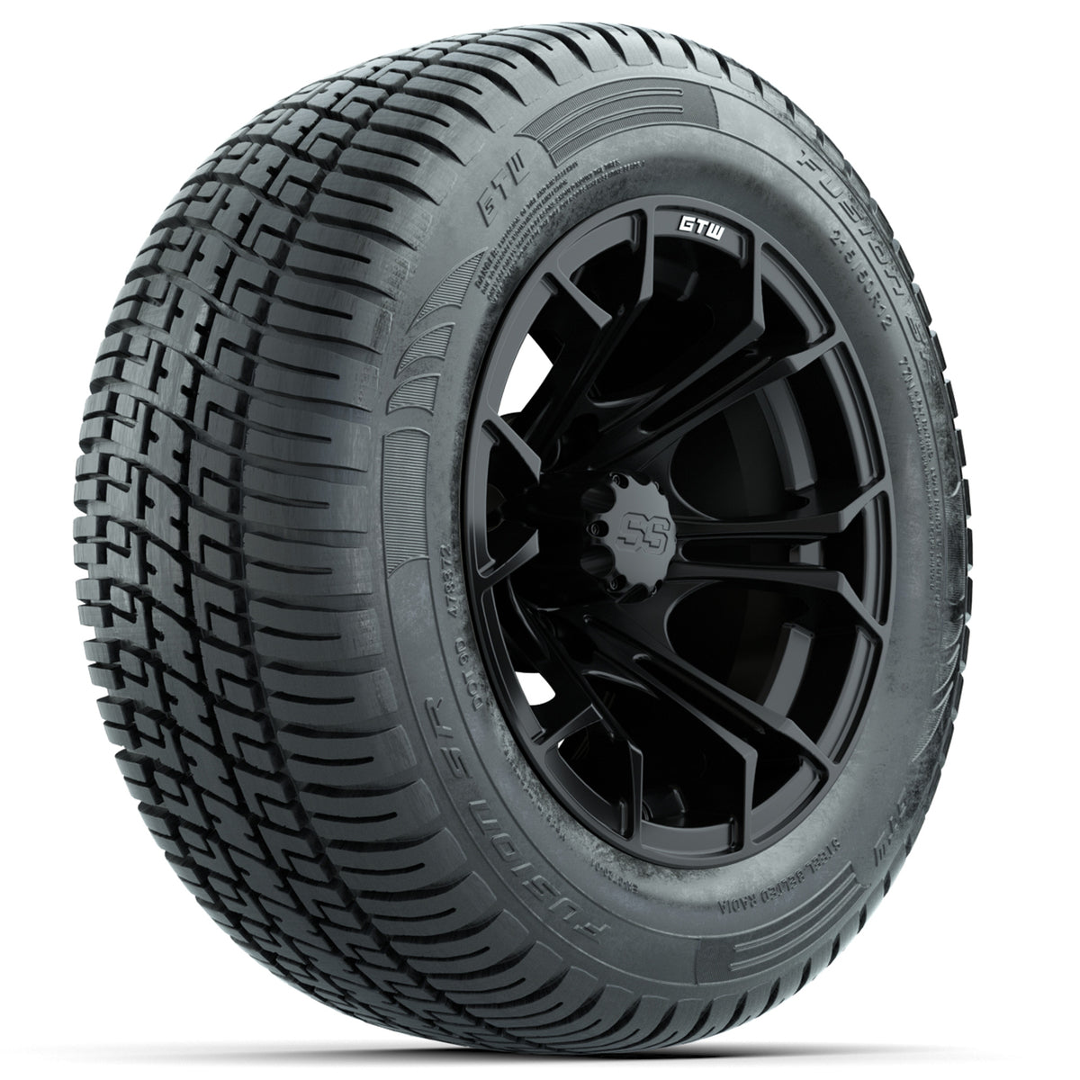 GTW Spyder Matte Black 12" Wheels with 215/50-R12 Fusion S/R Street Tires Full Set