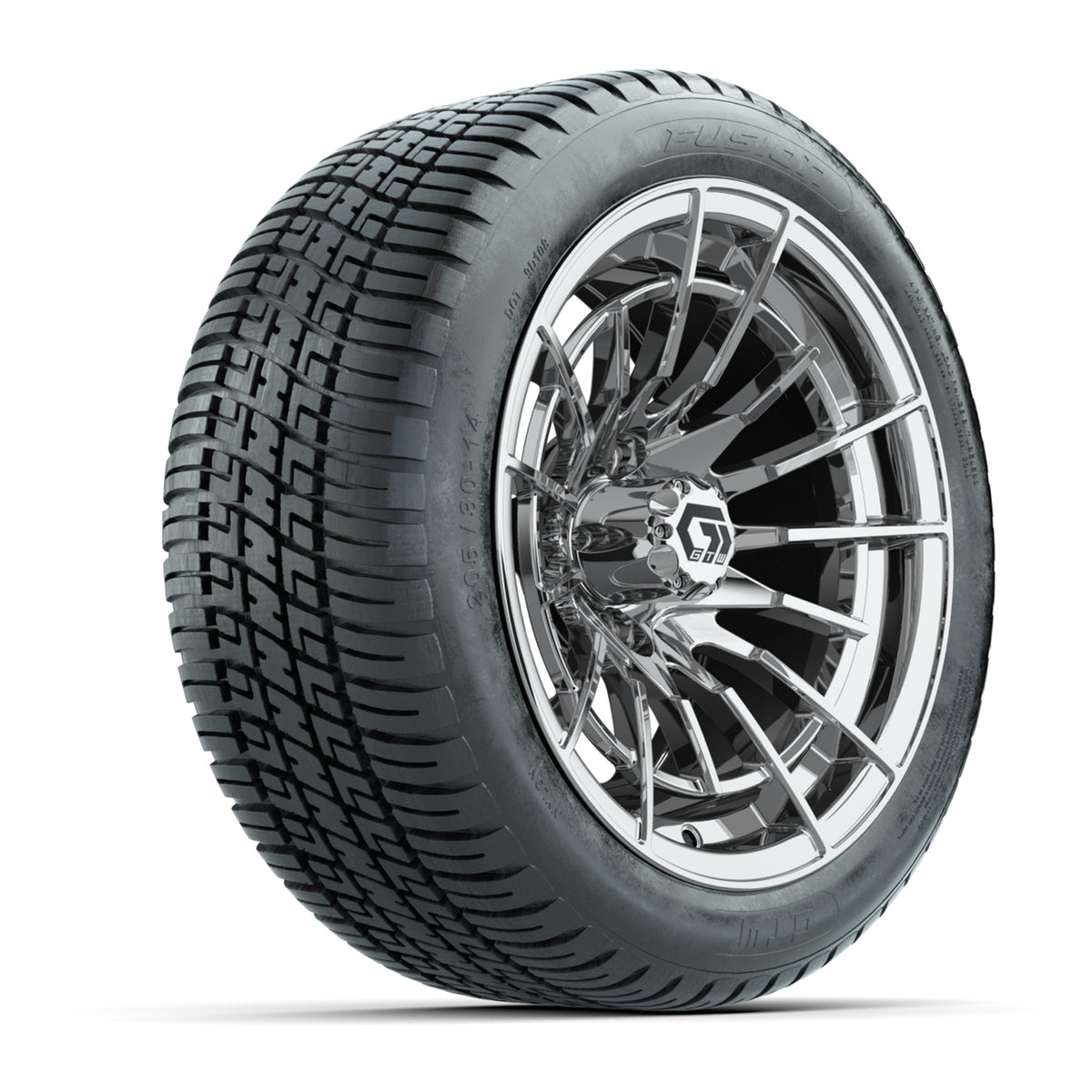 GTW® Boost Chrome 14 in Wheels with 205/30-14 Fusion Street Tires Full Set