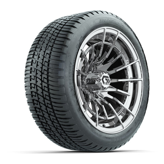 GTW® Boost Chrome 14 in Wheels with 205/30-14 Fusion Street Tires Full Set