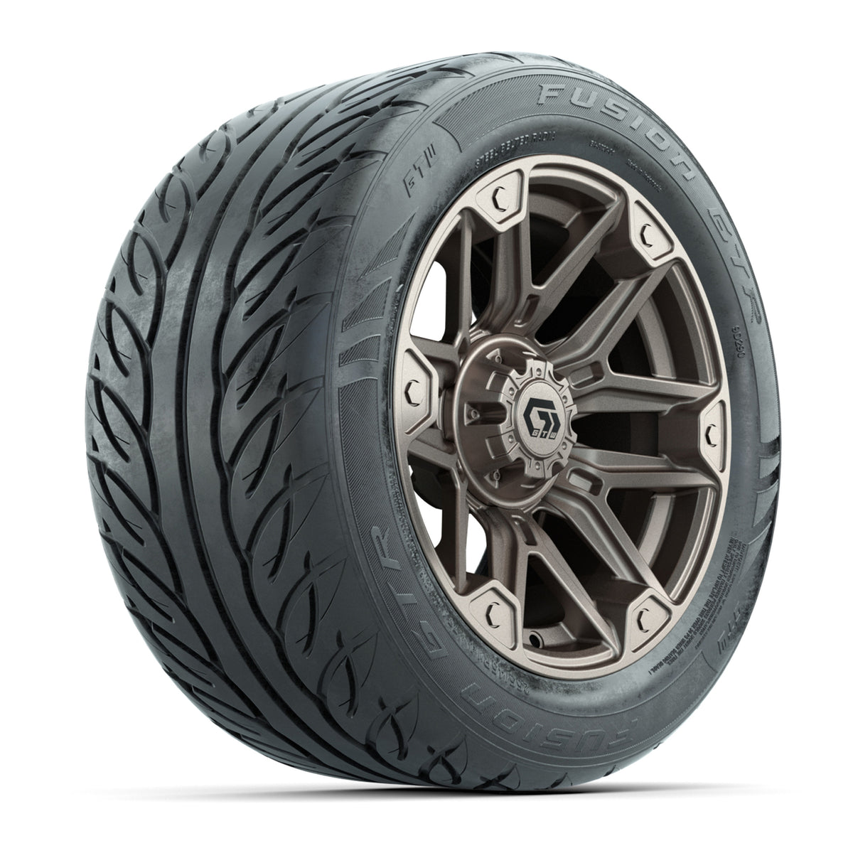 14" GTW® Graffiti Bronze/Black Golf Cart Wheels & 255/45-R14 Fusion GTR Radial Street Tires (Set of 4)