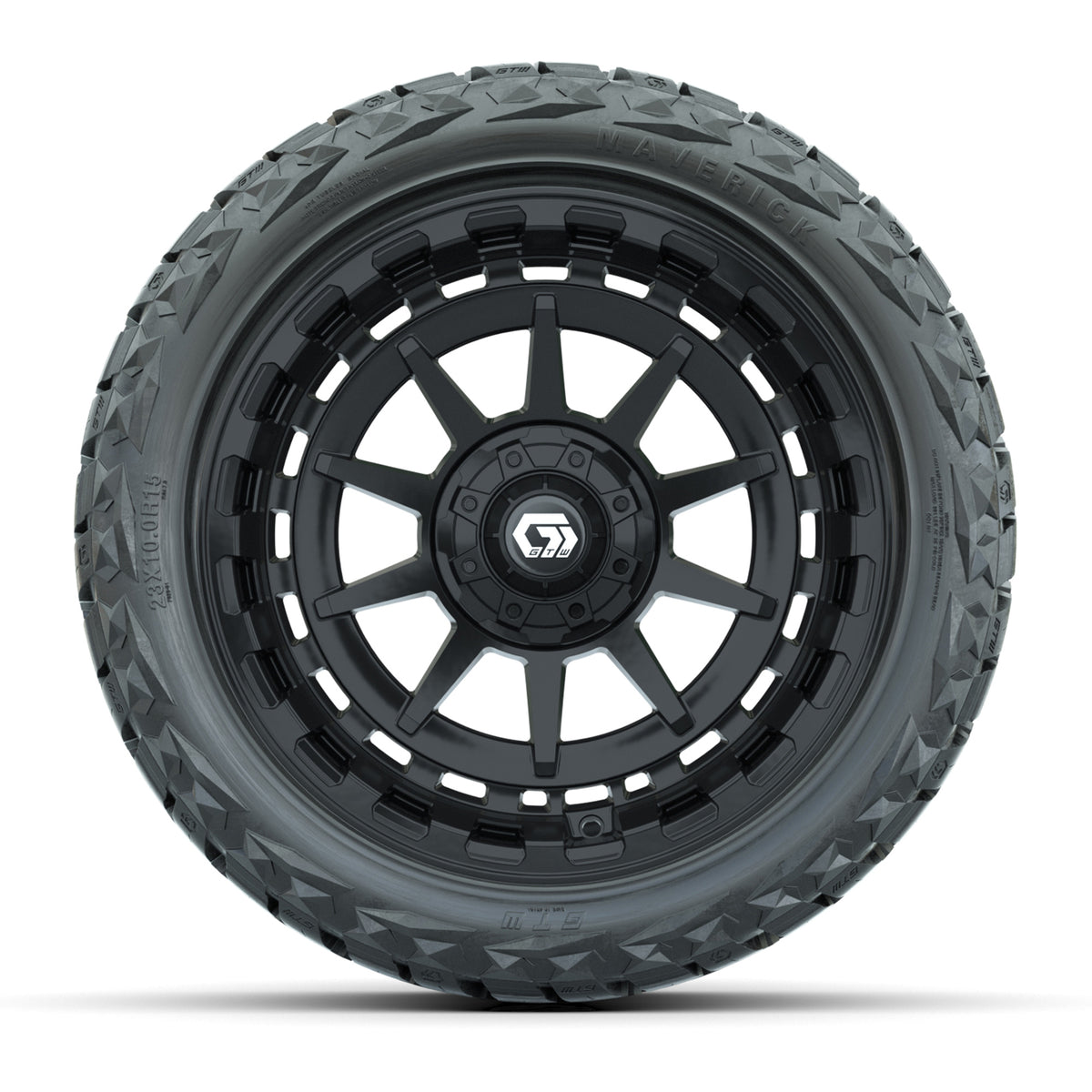 GTW Barricade Gloss Black 15" Wheels with 23x10.00-R15 Maverick All-Terrain Tires – Full Set