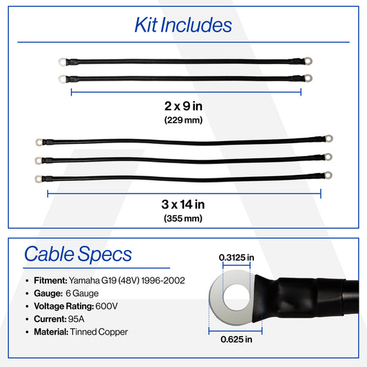 Yamaha G19 48V 6-Gauge Battery Cable Set (Years 1996-2002)