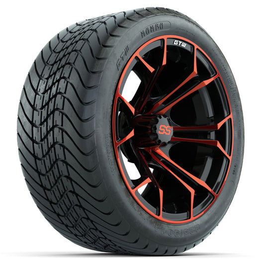 GTW Spyder Red/Black 14" Wheels with 225/30-14 Mamba Street Tires Full Set