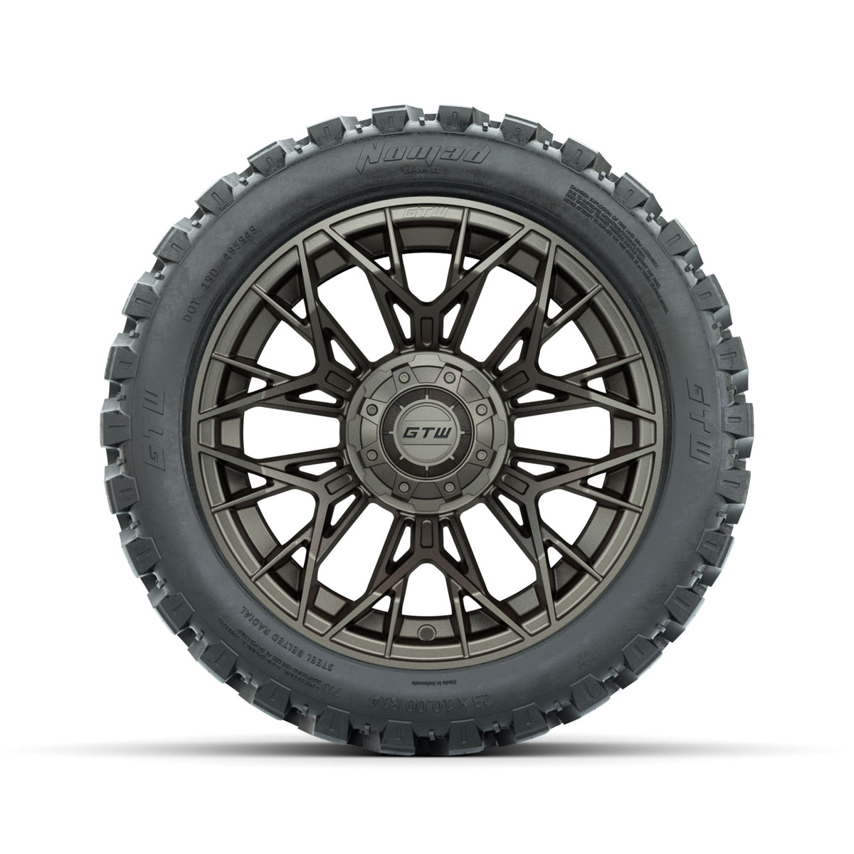 Set of (4) 14" GTW® Stellar Matte Bronze Wheels with 23x10-R14 Nomad All-Terrain Tires