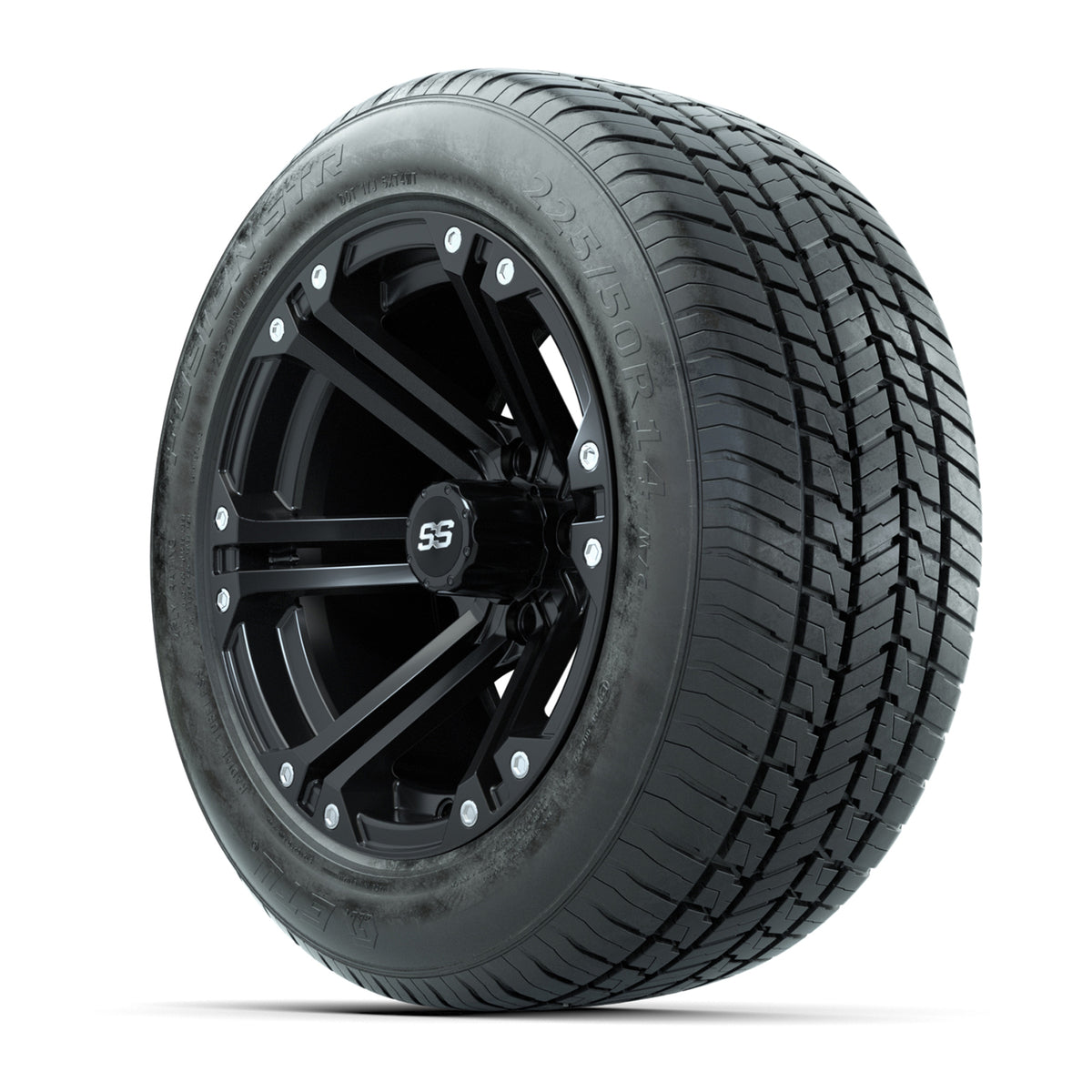 GTW® Specter Matte Black 14" Wheels with 225/50-R14 Fusion STR DOT Approved Street Tires - Full Set