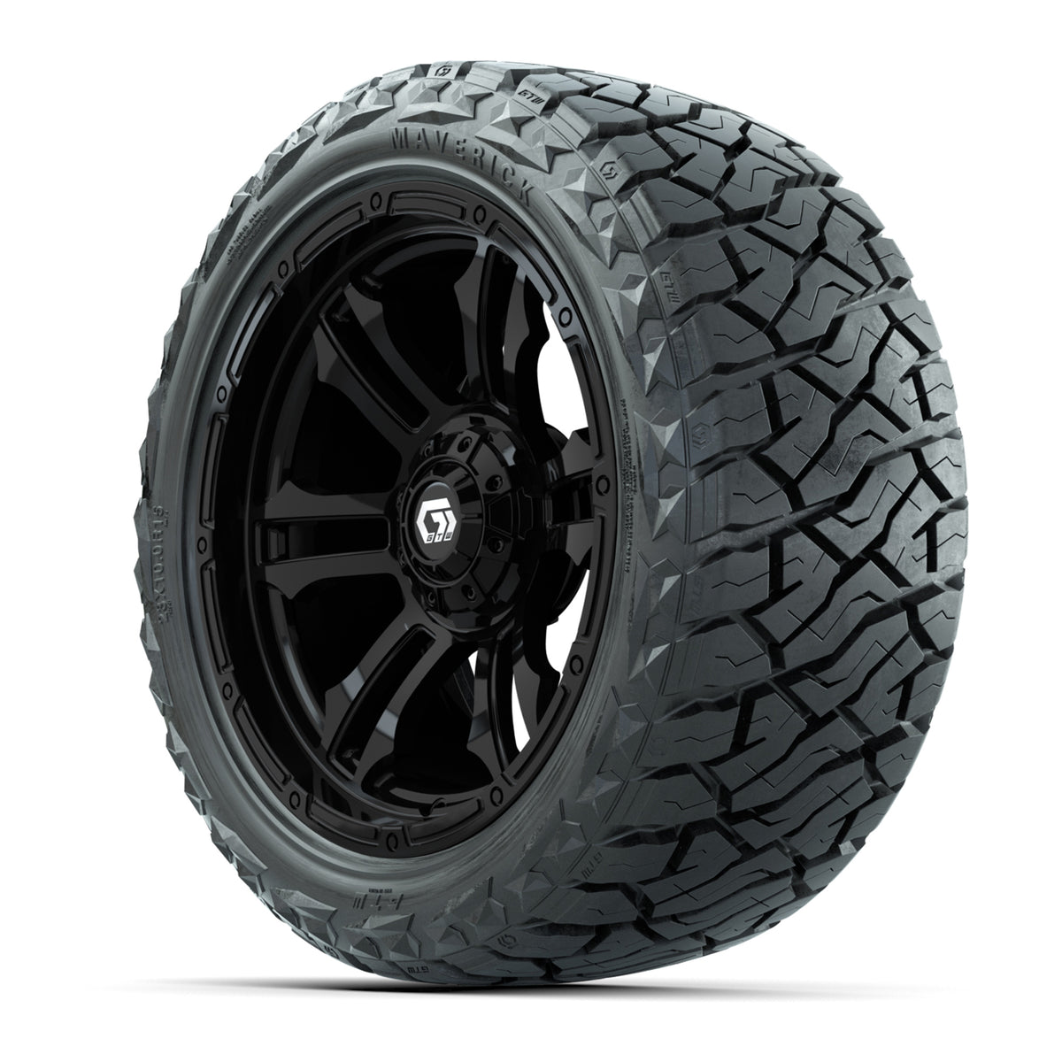 GTW Shogun Gloss Black 15" Wheels & 23x10.00-R15 Maverick All-Terrain Tires – Set of 4