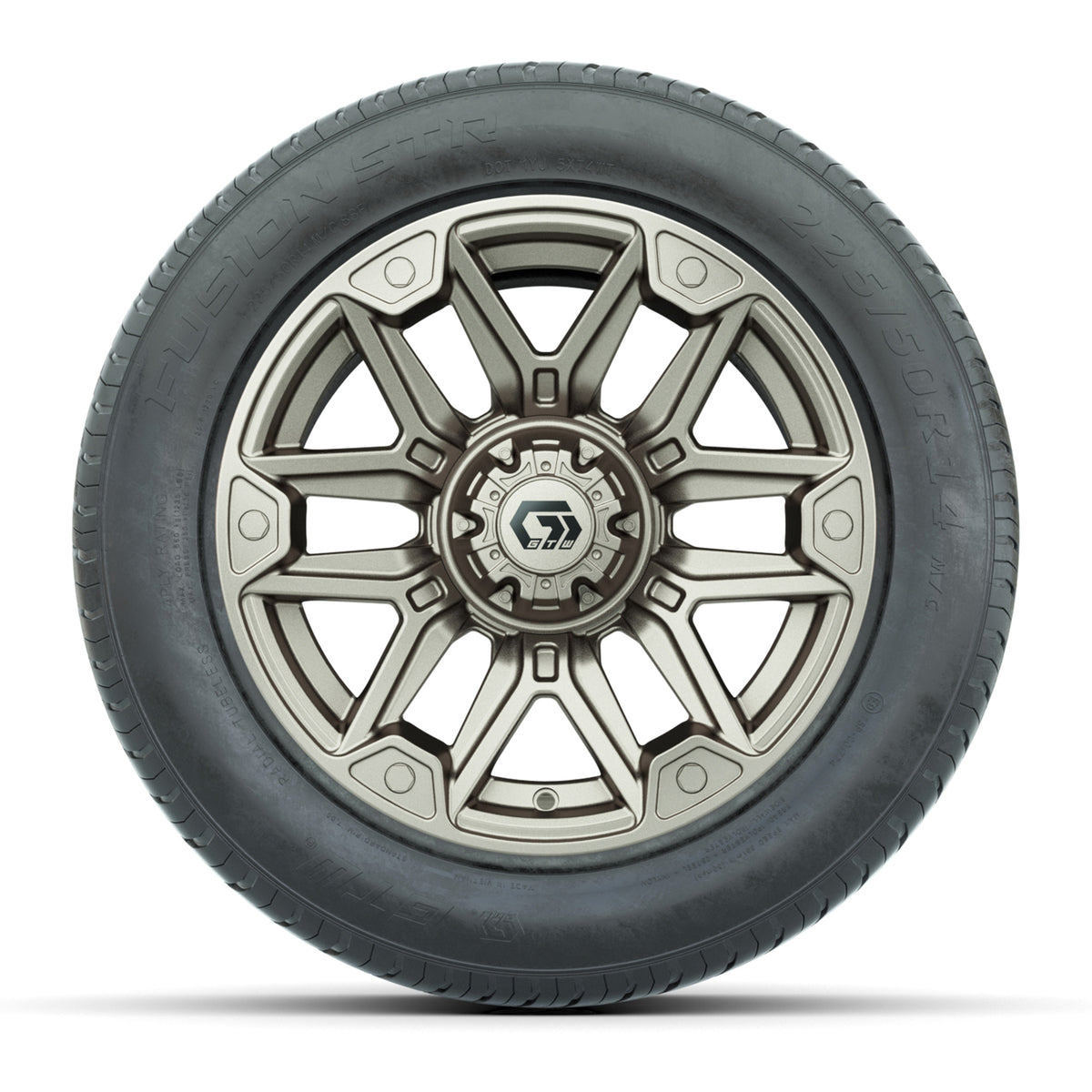 GTW® Graffiti Satin Bronze 14" Wheels with 225/50-R14 Fusion STR DOT Approved Street Tires - Full Set