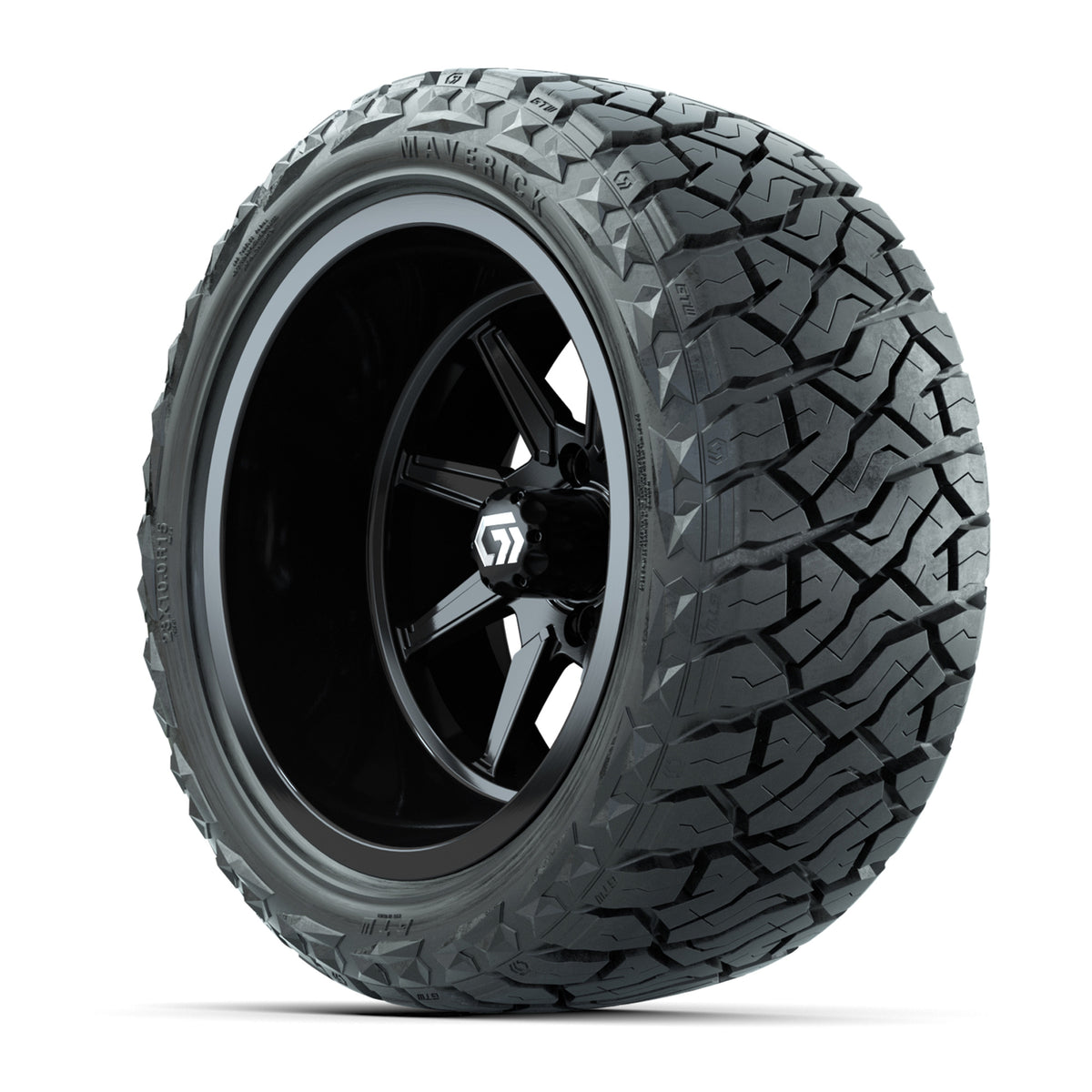 GTW Reaper Gloss Black 15" Deep Dish Wheels with 23X10-R15 Maverick Steel Belted Radial All-Terrain Tires - Full Set